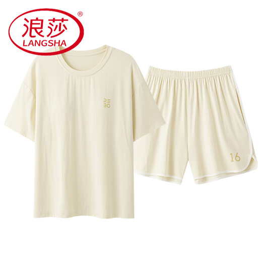 浪莎（LangSha）睡衣情侣装一男一女款2025新款夏天带胸垫莫代尔夏款动人家居服夏 NSN15601男15801女 带胸垫 2XL 女款L +男款