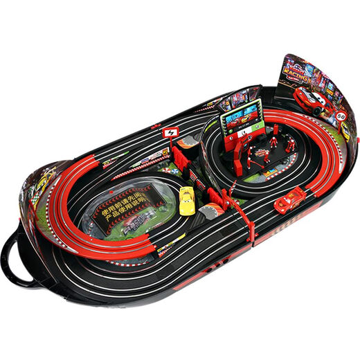 McQueen Boys Double Track Car Track Racing Children's Toys Remote Control Train Story 5-6-7 Years Extended Three-Level Edition, 10 Years Warranty New Upgrade Hand-Carry Electric Dual-Use Edition + 2 Special Car + 6 Cars
