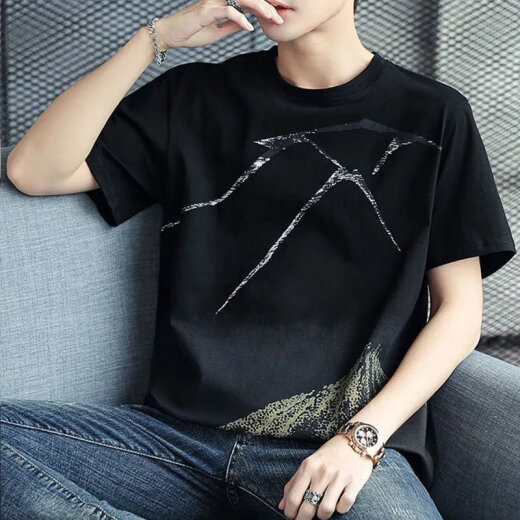 
3[32,000 people collect] Pure cotton short-sleeved T-shirt for men 2025 new half-sleeved T-shirt loose trend summer Z829 gray M [Suggested 90-115Jin[Jin equals 0.5 kg]]