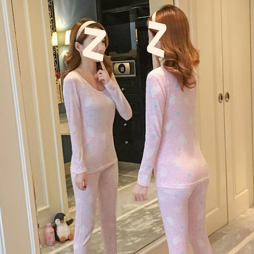 FHHUABD保暖内衣女加绒加厚套装学生内穿打底冬季少女美体外穿加肥加大码 新款4 秋衣秋裤9905 L 96到110斤