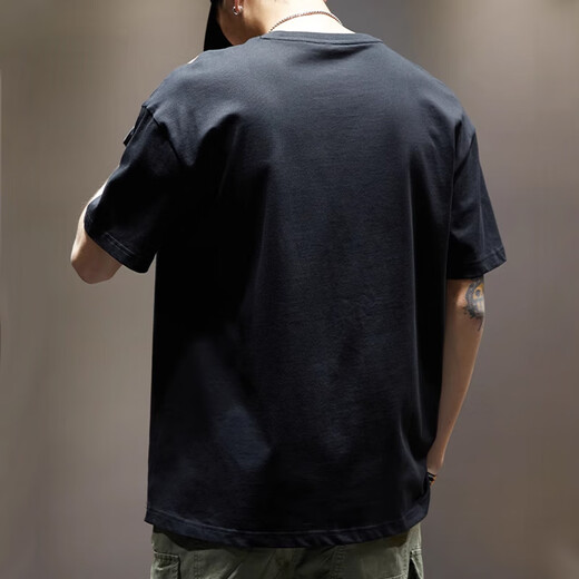 T-shirt à manches courtes américain à la mode américaine 250g à manches courtes T-shirt à demi-manche 9918 Black M recommandé 110-130jin [Jin est égal à 0,5 kg]