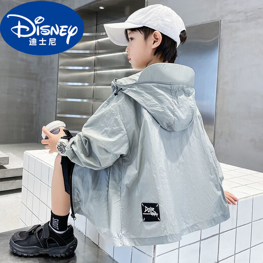 Disney Boys Summer Sun Protection Clothing 2025 New Medium and Large Children's Summer Sun Protection Clothing Jacket Breathable Thin Top Trendy Gray 170