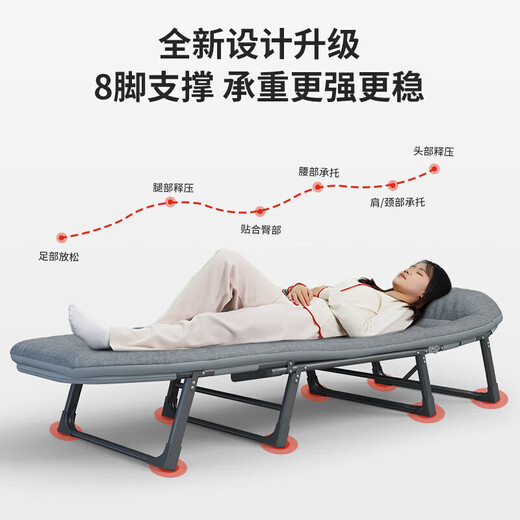 Meili Blue Klappbett Singles und Liegestuhl Büro Nickerchenbett einfache Begleitbett Arbeitsplatz Lunchpaketbett amerikanische Style -Bett -Lagerbett [heißer Verkauf] verbessert acht Fuß - Länge 170 cm