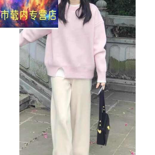 酷章（KUZHANG）休闲裤女装套装2025年春季新款小个子慵懒风穿搭针织毛衣阔腿裤子 3882灰色毛衣+加厚阔腿裤 均码 s
