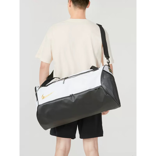 Nike (Nike) Sac de fitness de grande capacité Men et femmes Sac d'entraînement Sac à main à une épaule Sac à bandoulière DX9789 DX9789-100 Taille moyenne en noir et blanc