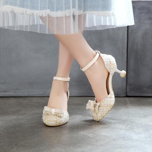 Qisiman girls 9-year-old child high-heeled shoes princess shoes 2025 new primary school students performance children's sandals stiletto heel 12 summer black heel height 4 cm 39 / inner length 24.5CM