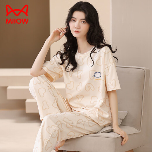 Catman (Miiow) 2025 Nouveau pyjama pour les femmes en coton pur au printemps et en été pantalon à manches courtes pour un coton mince d'été peut être porté à l'extérieur des vêtements maison 684 m