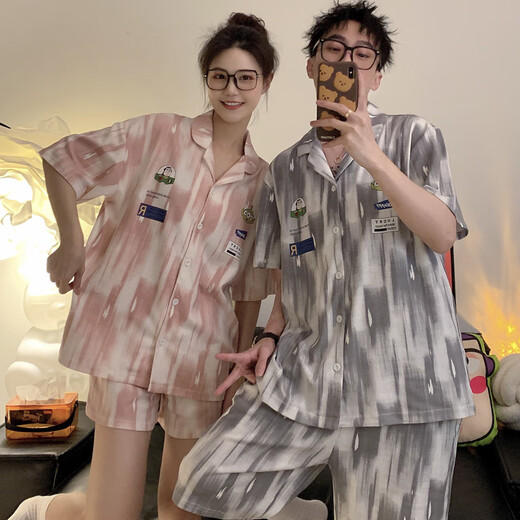 梵妙丽情侣睡衣女夏季棉质短袖开衫透气套装学生宽松男士网红风家居服夏 687#派大星 XL 男 (建议110-135斤)