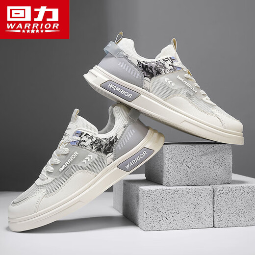回力（Warrior）男鞋夏季百搭网面鞋男透气休闲鞋男L758N 白灰  41 