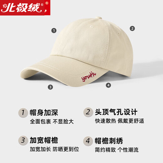 Arctic velvet hat for women with big head circumference showing face small baseball hat for men with soft top big head circumference baseball cap larger and deep sun protection hat shallow khaki M big head circumference [55-62c] adjustable