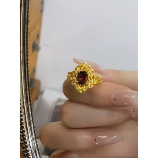 VAN OCEAN ANNORA Old Phoenix 999 gold pure gold gold-plated silver ring for women, fashionable zircon temperament, versatile live mouth finger ring-live mouth same style