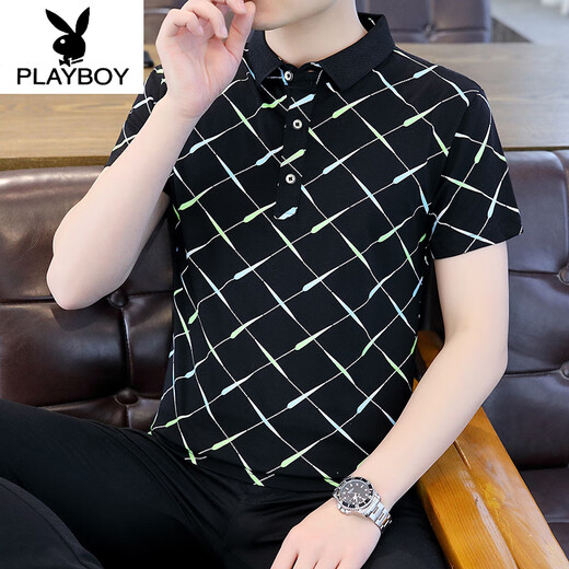 花花公子（PLAYBOY）2025夏季新款Polo保罗衫短袖男ins修身翻领半袖T恤男士体恤上衣服 F9226白色 M
