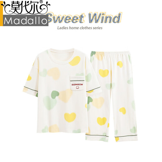 莫代尔2025空调服睡衣女士夏季纯棉短袖七分裤可外穿甜美休闲全棉家居服 607灰色条纹 黑白条纹9848 3XL 建议145-165斤穿