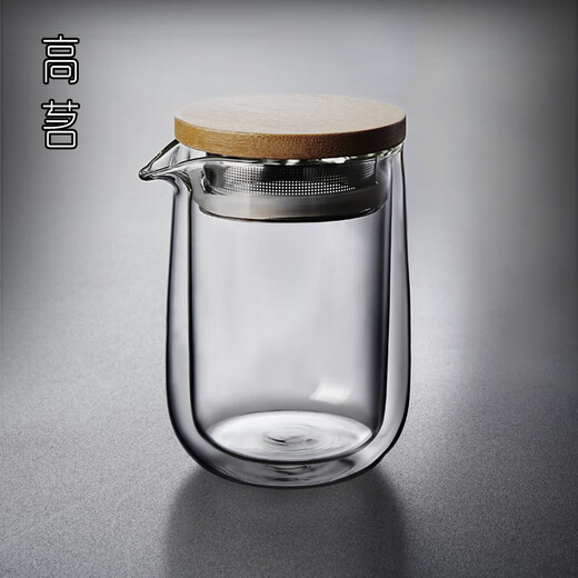 Gaoming double-layered green tea teapot with high temperature resistance for one person 2025 new office special anti-scald small teapot double-layered teapot 300ml