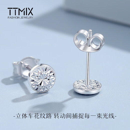 TTMIX car flower imitation diamond platinum earrings for women pt950 fashionable platinum earrings birthday gift for girlfriend in stock small size 1.1-1.3g