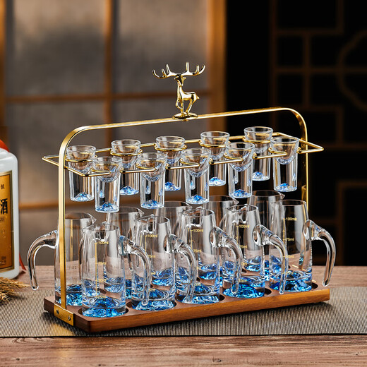 Hubei light luxury wine dispenser white wine household white wine cup set wine pot Blue Mountain with scale wine measuring device spirits one cup 1 pot 2 cups Blue Mountain