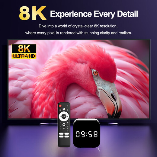 
AIRWORLD native TV Android 14 TV box H96MAX H728 foreign trade set-top box with clock Gigabit network ATV 4GB 32GB+ Bluetooth remote control Domestic version