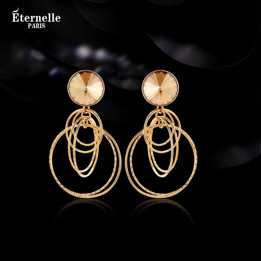 Eternelle French Eternal European and American Retro Earrings 2025 New Trendy Earrings Niche Design Circle Earrings Champagne Color