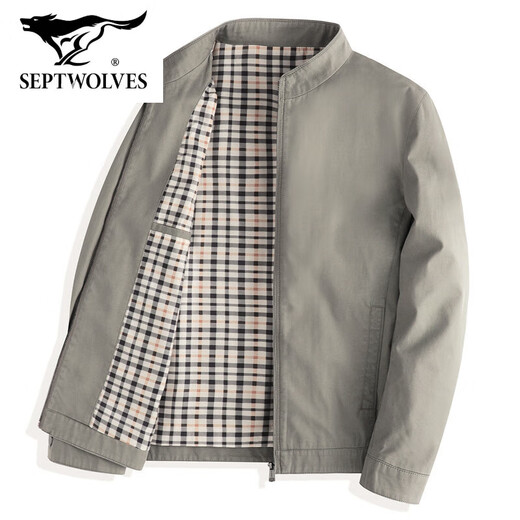
Seven Wolves official flagship summer 100 pure cotton business middle-aged and elderly dad autumn jacket men's lapel jacket spring casual K2122 khaki M 17060Jin[Jin equals 0.5 kg] to 90Jin[Jin equals 0.5 kg]