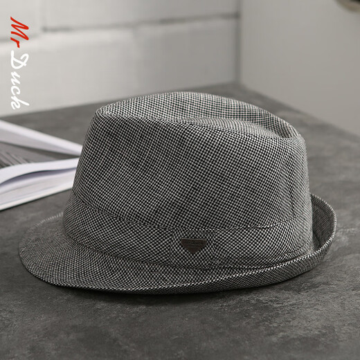 Mr Duck High-End Atmable Leinen Jazz Hut Herbst Herbst Hersteller mittleren Alters und älteren Hochzeits-Casual-Top-Hut-Sonnenschutz-Gentleman-Huts MS226269-Chandori Medium Grey (Staubbeutel) M (geeignet für 56-58 cm Kopfumfang)
