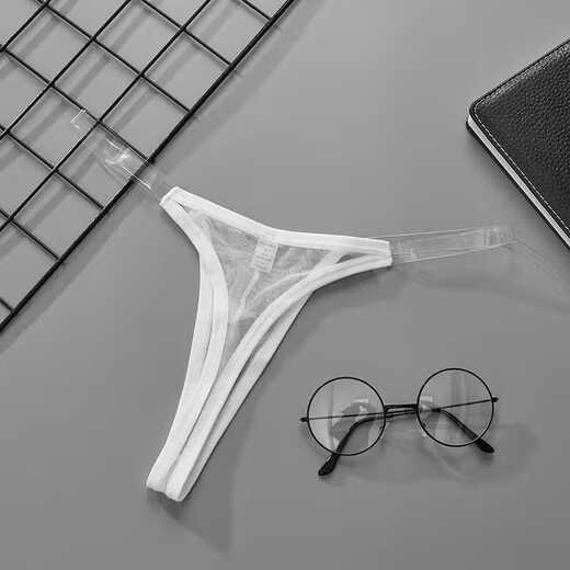 
Victoria's Secret Emilysa Men's Thong Low-waisted, Non-Signed Transparent Ice Mesh Trendy Underwear Narrow Belt Sexy T-Pants Men's Gt315 White + Black M 90-110Jin[Jin equals 0.5 kg]
