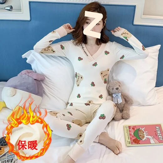 FHHUABD保暖内衣女加绒加厚套装学生内穿打底冬季少女美体外穿加肥加大码 新款4 秋衣秋裤9905 L 96到110斤