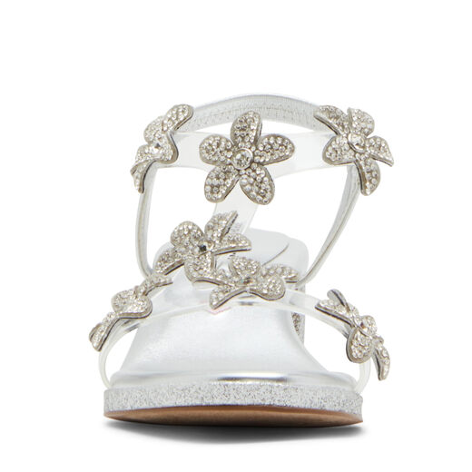 Steve Madden Girls' Smart Heel Sandals, Silver Silver 1 Little Kid