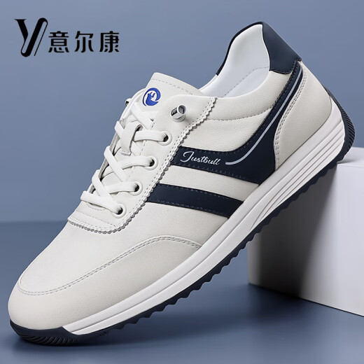 YRC意尔康意尔康2025春季新款男鞋韩版潮流真皮软底防滑休闲运动鞋阿 YEK.SJ7371黑色 40