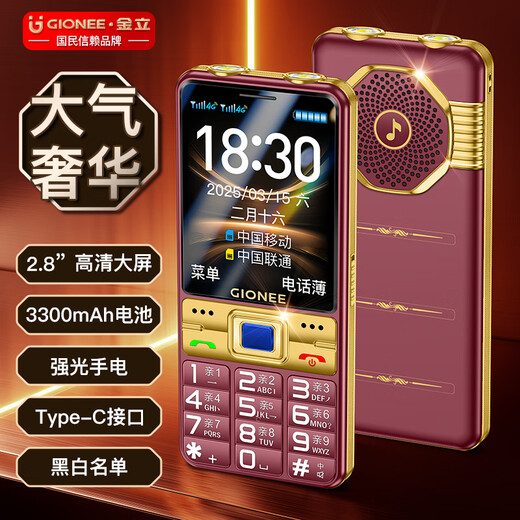 金立（Gionee）G520 4G全网通老人手机 超长待机2.8英寸大屏大字大声大按键老年机 学生备用功能机双卡双待 红色	