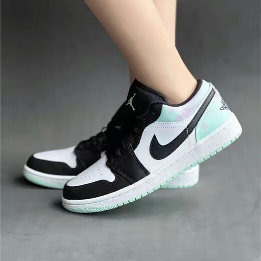 Air de pura pura yuan de Clenience Qiao1 AJ1 zapatillas de baloncesto de alto nivel AJ Midnight Blue Low Ash Men's Board Zapatos AJ1 Black-Black Red Toe Nike 42