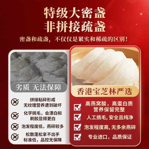 
Guan Dexing (PO CHI LAM) Hong Kong Baozhilin Indonesian dry bird's nest secret cup 100g gift box Dry cup pregnant women nourishing Father's Day gift