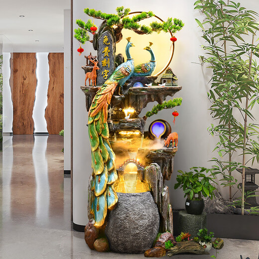 Waterscape und bodengesteuertes Rockerie-Ornamente Wohnzimmer und Büro Fortune Feng Shui Treasure Pot Circulation Waterscape Housewarming Eröffnungsgeschenk 9926 Kleine Größe 106 cm