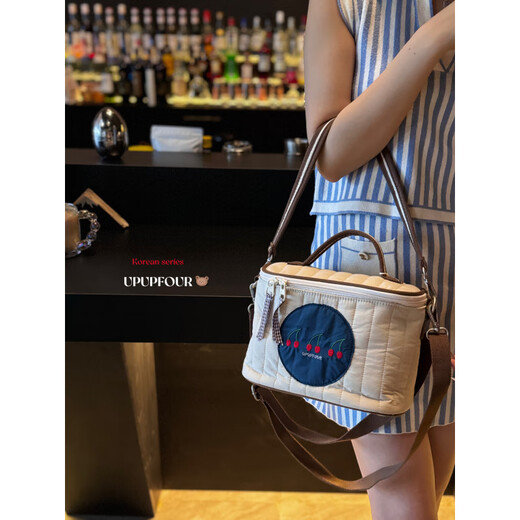 Jiabaixing upupfour Umhängetasche, Hand-Kinderwagen-Aufbewahrungstasche, Kinderwagen-Tasche, hängende Lunch-Tasche, Picknick-Tasche, Mama-Tasche, Kirsch-Retro-Tasche, zwei Arten von Schultergurten (koreanischer Stoff)