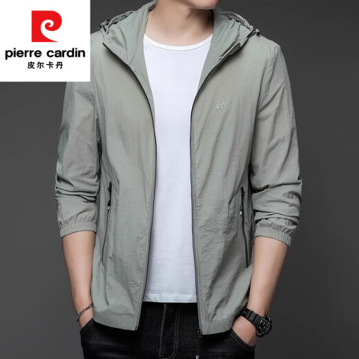 Pierre Cardin Sun Protection Kleidung Herren Sommer dünne Outdoor-Eis Seide Kühle Kapuze UV ​​Casual und vielseitige Sonnenschutz Jacke N9928 Hellgrau M 170 105-120jin [Jin ist gleich 0,5 kg]