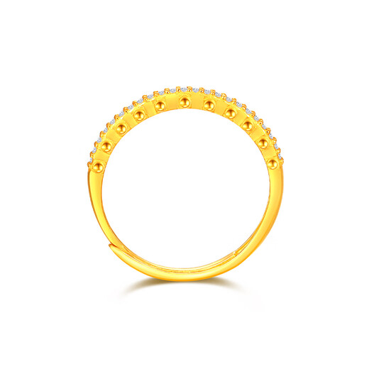 Mengjinyuan Gold Ring Star Ring Pure Gold Inlaid with Zirconia Open Birthday Gift for Wife