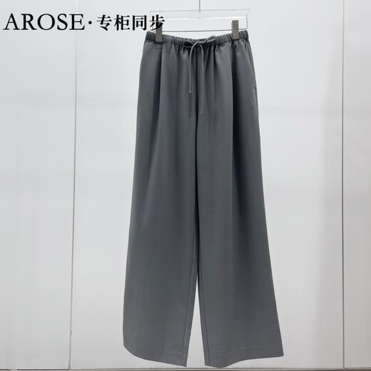 维艾诺丝琴艾诺丝女装【商场同款】2025新款arose抽绳松紧腰宽松直筒阔腿裤 黑色12171 S