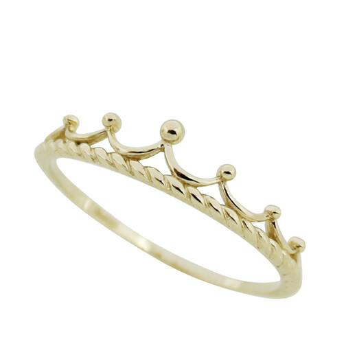 OEMG Korea pure 14K gold ring versatile light luxury niche design simple sweet style twist pole K gold crown ring spot ring size 6