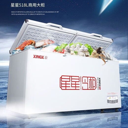 星星（XINGX）冰柜718升冷柜冰柜商用大容量冷藏冷冻柜卧式保鲜柜518升急冻冰箱 718GD长1945宽757高880