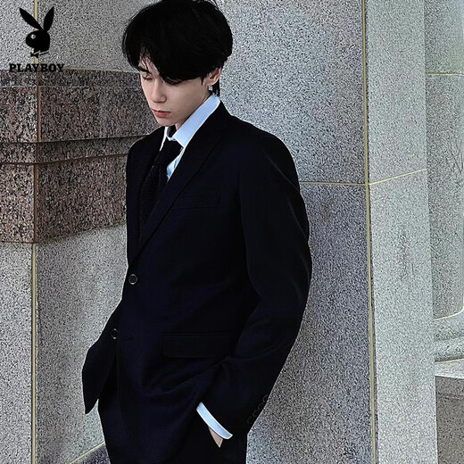 Playboy DK uniform Japanese men's black suit spring and autumn solid color graduation uniform casual formal suit jacket suit black suit only thin section M height 160-167CM, weight 95-115Jin Jin equals 0.5 kg