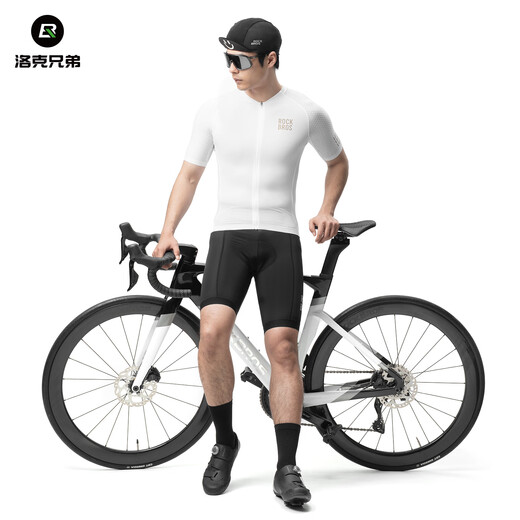 Rock Brothers Cycling Suit Short Sleeve Overalls Men and Women's Mountain Road Bike Clothes Summer Equipment Diamond Top-Pearl White XL