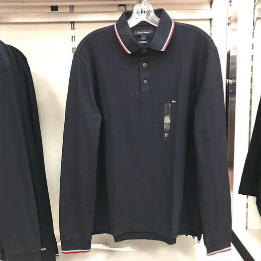 汤米希尔费格（Tommy Hilfiger）男新款网眼棉商务休闲吸汗速干长袖Polo衫官方正品 1#藏青色9766 410 弹力版 常规 XL