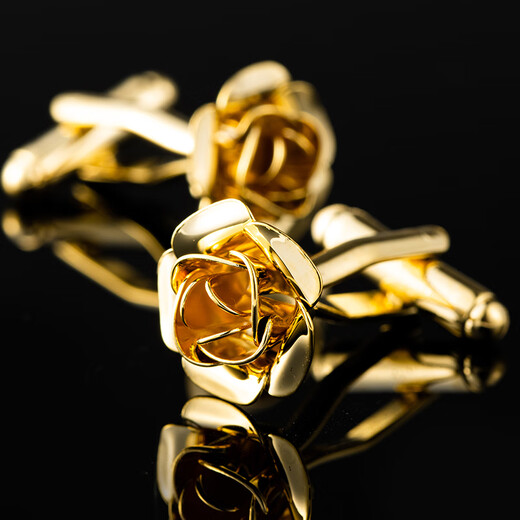 Lieshang Fantasy Blue Sapphire Crystal Cufflinks Men's Cuff Buttons Men's and Women's French Shirt Cuffs Cuff Pins Gift Box Gold Rose Cufflinks