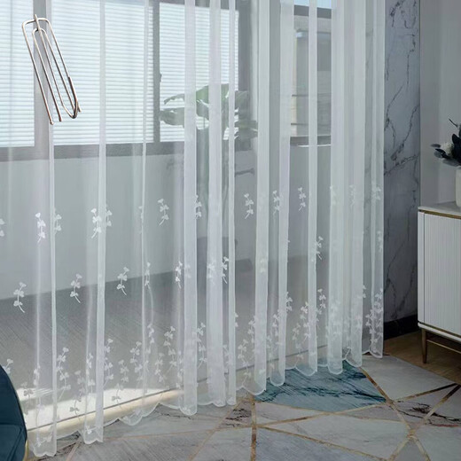 Gauze curtains, small, fresh and versatile thin models, living room, bedroom, balcony, yarn self-adhesive household, 2025 new model, Jixiang 9 (hook type), 3.5 meters wide * 2.7 meters high, 1 piece high can be shortened