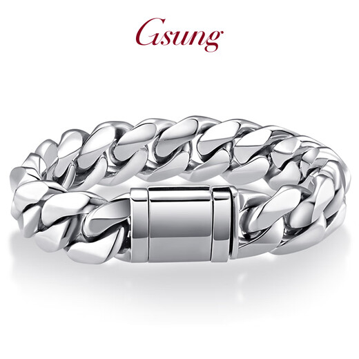 GsunGGSUNG Platinum PT950 Thick Cuban Bracelet Men's Fashion Wide Version Cuban Bracelet Men's Bracelet Can Be Customized Calculated According to the Gold Price in the Store on the Day