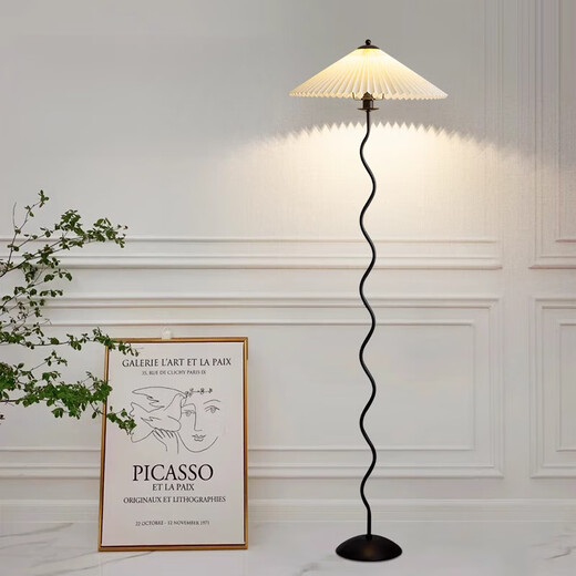 XMSJ-Stehlampe Wohnzimmersofa Schlafzimmer Nachttil Lampe Ins Atmosphäre Lampe Nordic Falten dekorativen vertikalen Stehlampe Lampe Lichtquelle 1396-Black 7W-Drei Farbwechsel