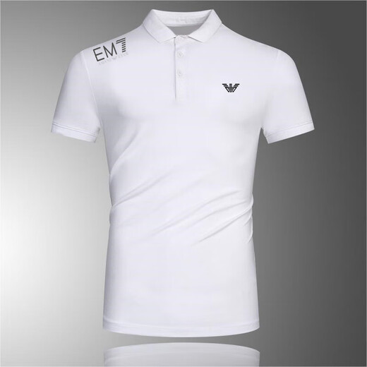 阿玛尼（Emporio Armani）阿玛尼夏季新款 阿玛尼 中青年男士短袖POLO衫免烫翻领T恤男装 AM727黑色 翻领 3XL 参考体重170-185斤