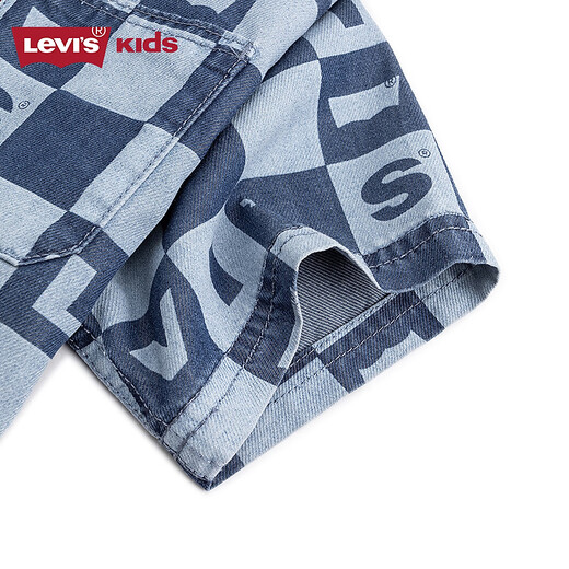 Levi s Lyocell fabric Levi's boys' denim short-sleeved shirt 2025 summer new soft children's clothes Milestone Blue 110/52 Recommended height 98-104cm