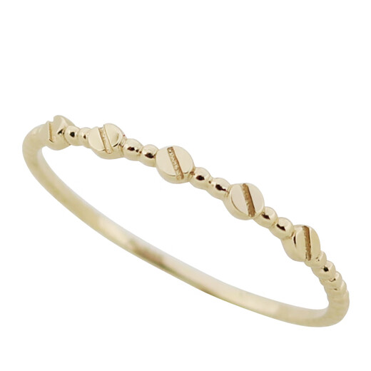 OEMG exquisite Korean pure 14K gold ring women's mini slim round bean K gold joint ring tail ring gift in stock women's size 16