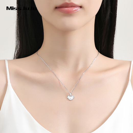 Miss JuJu pt950 platinum Xiangyun pendant for women, shiny platinum honeycomb necklace for girlfriend, single pendant, weight 2.6-2.8 grams + delivery silver chain