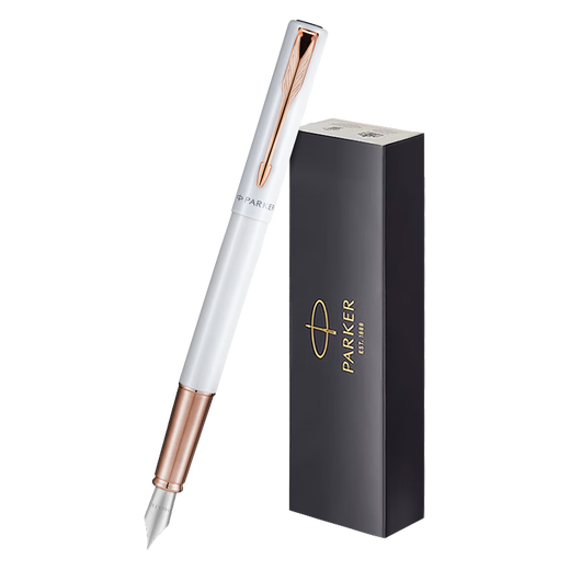 派克（PARKER）生日礼物钢笔墨水笔高端商务送礼定制刻字节日毕业礼物成人礼练字笔纪念品奖品文具金属笔热门商品 威雅月光白玫瑰金夹豪华墨水笔-单支